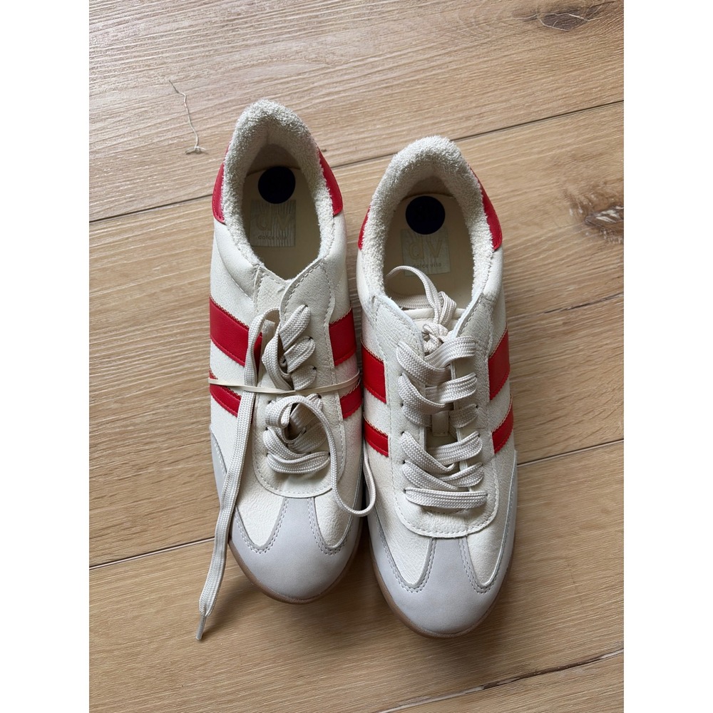 Dolce Vita Rascal Sneakers Off White Red Retro Gum Sole Low Top Trainers Wms 8.5 - Picture 2 of 6